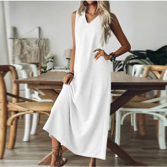 Ocean Drive Dresses & Skirts - V-neck Cotton Maxi shirt dress